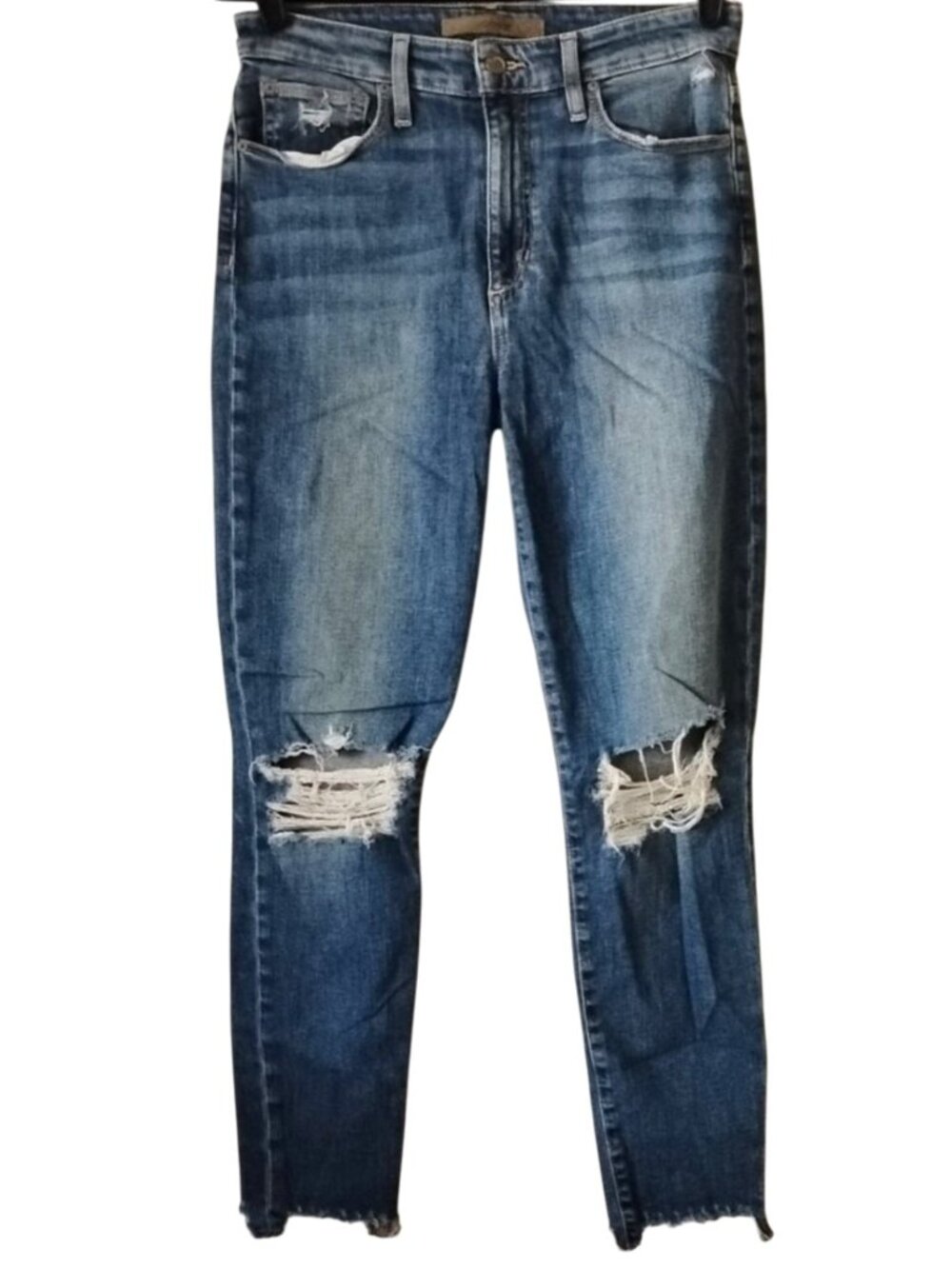 Joe's Jeans The Charlie High Rise Skinny Ankle 28 Shark Bite Raw Hem Medium Wash